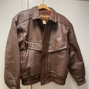 St. John's Bay Brown Leather Bomber Jacket